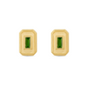 Margot Fox Jewellery | CEO's Deco Baguette Tsavorite Geometric Stud Earrings In Gold Plated Silver