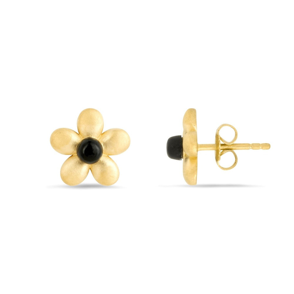 Demeter's Serenity Onyx Daisy Stud Earrings