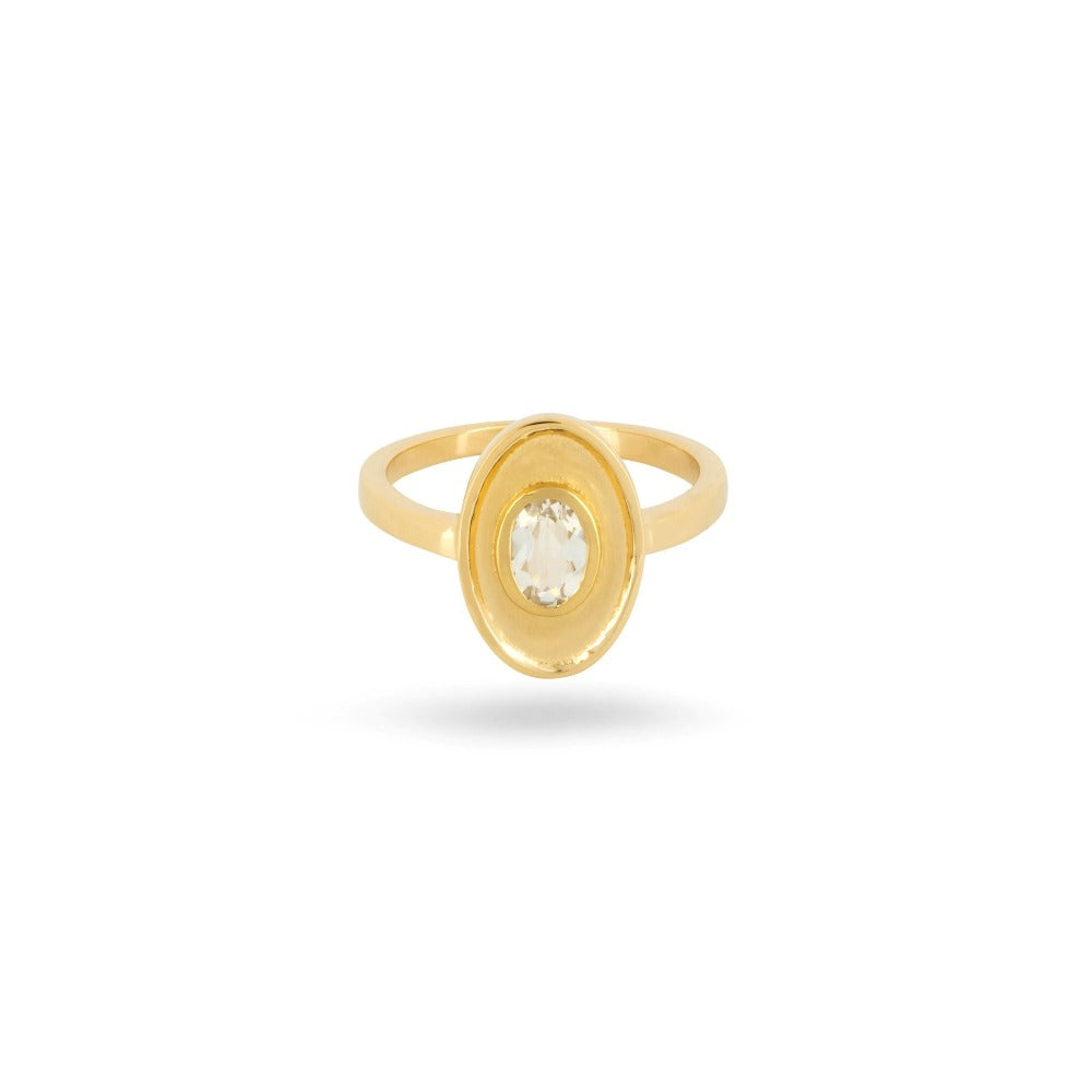 CEO's Deco Oval Topaz Ring In Gold Plated Silver | Margot Fox