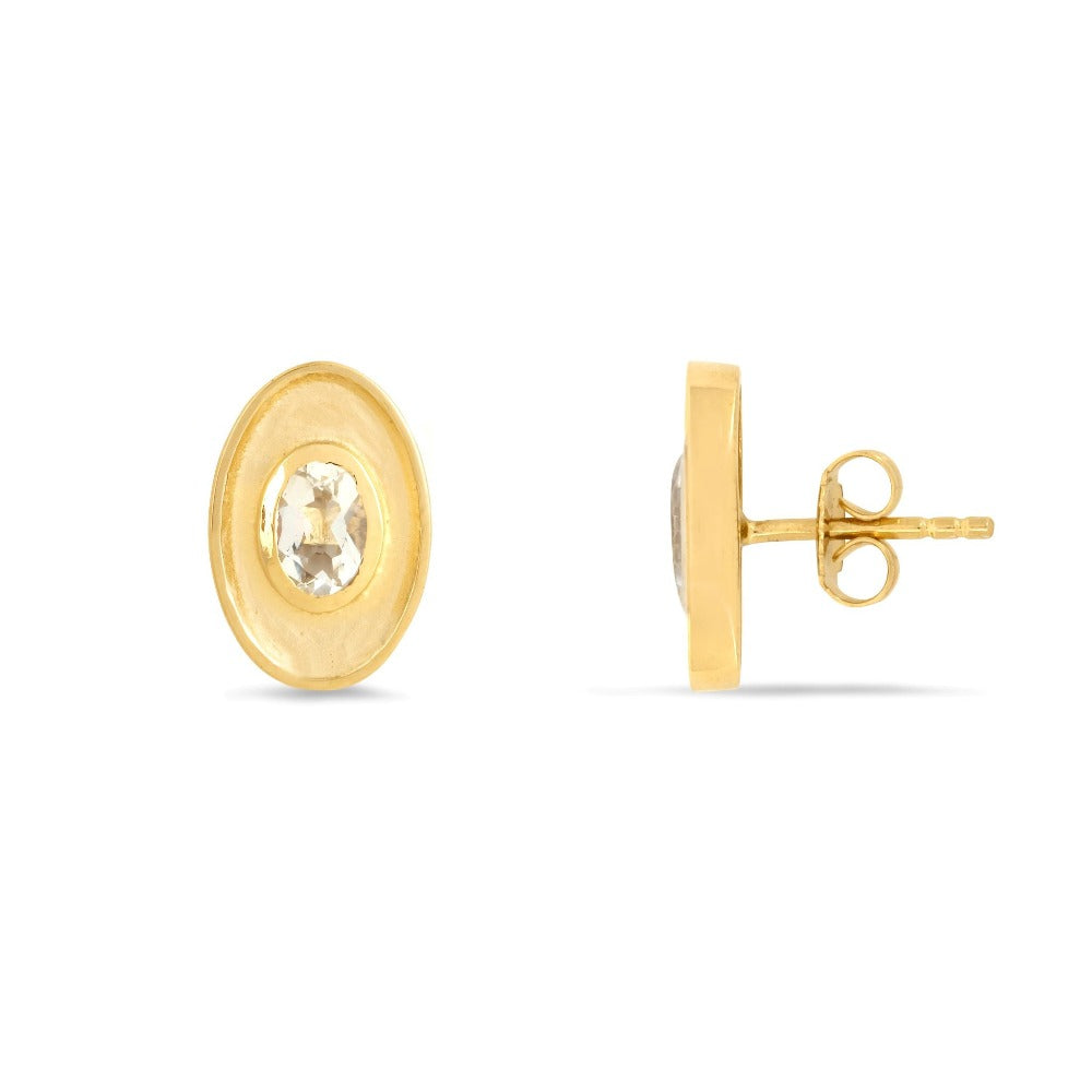 CEO's Deco Oval Topaz Stud Earrings